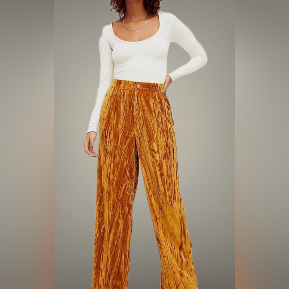 Free People | Runaway Velvet Wide Leg Pants - High Rise - Textured - Pockets